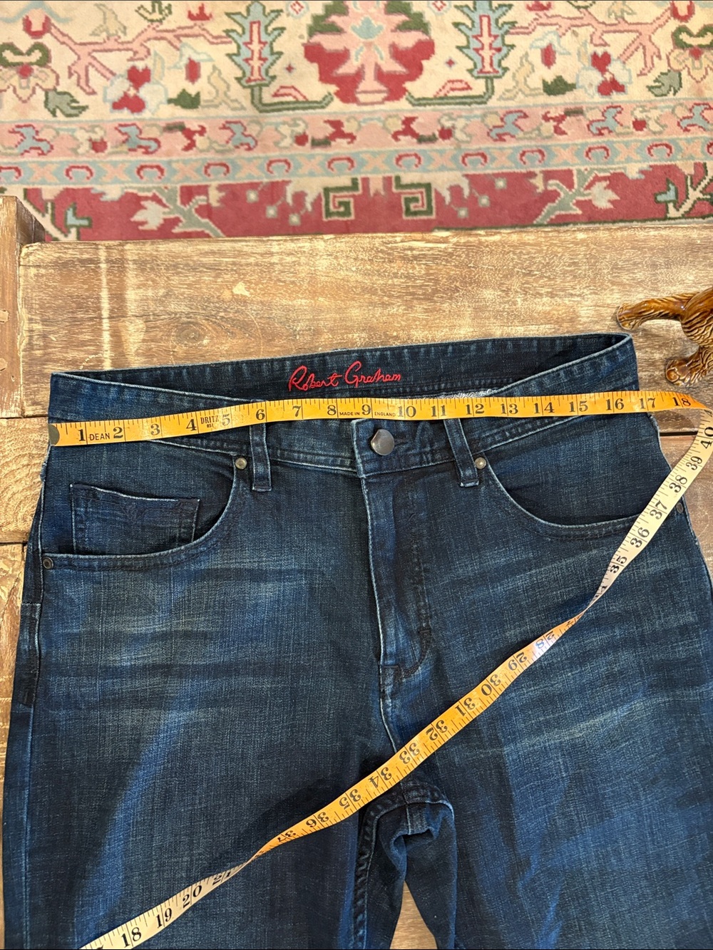 Robert Graham Slim Straight Jeans Men’s 33/31 Dark Wash Premium Stretch Denim - Picture 4 of 10